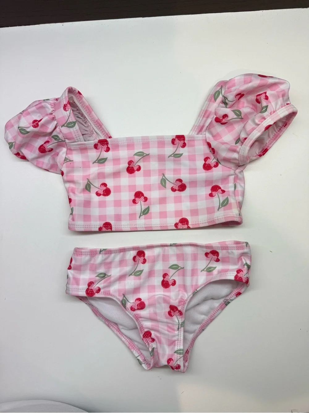 DisneyGirls Pink Cherry Gingham Two-Piece Swim Set